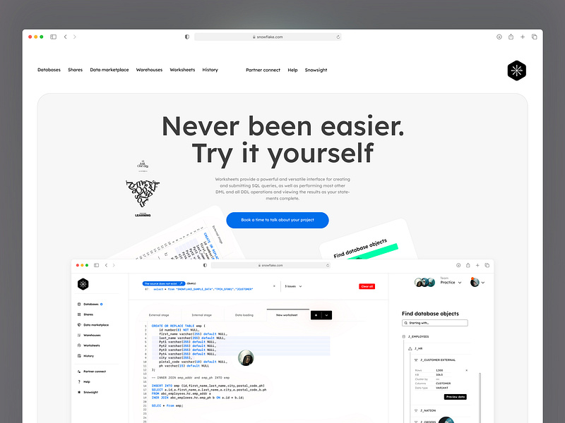 Never been easier ❄️ Snowflake UI redesign & rebranding dashboard machine learning ml product design snowflake computing we design