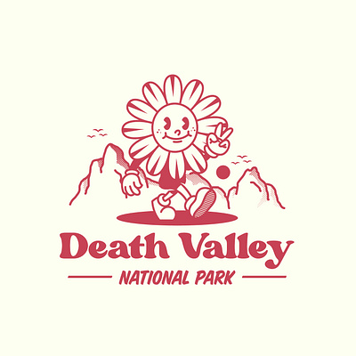 Death Valley National Park Retro Mascot death dessert flower mascot national nature park retro shine summer sun usa valley