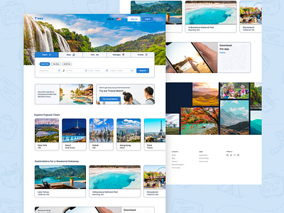 Travel & Booking (T'way re-design) airlines booking clean flight hotel minimal redesign travel traveling tway ui ux web webdesign