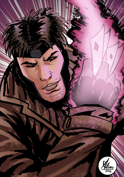 Gambit - (X-Men) artist artwork character character illustration comic artist comic character comic cover comic style draw drawing fanart gambit illustration illustrator lineart mutant portrait sketch x men xmen fanart