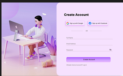 3D Login Page 3d branding create acount design graphic design login pagr logo ui