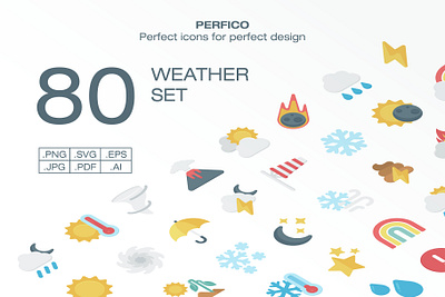 Perfico: Weather icon set branding design graphic design icon icon set illustration logo minimal typography ui ux vector web
