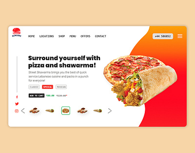 Webpage - Burger Shop advertisement front page design graphic design logo design web design website