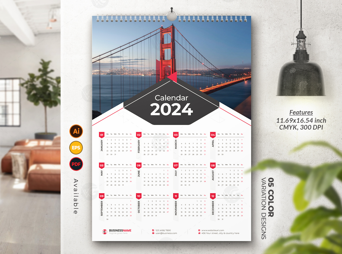 One Page Wall Calendar 2025 