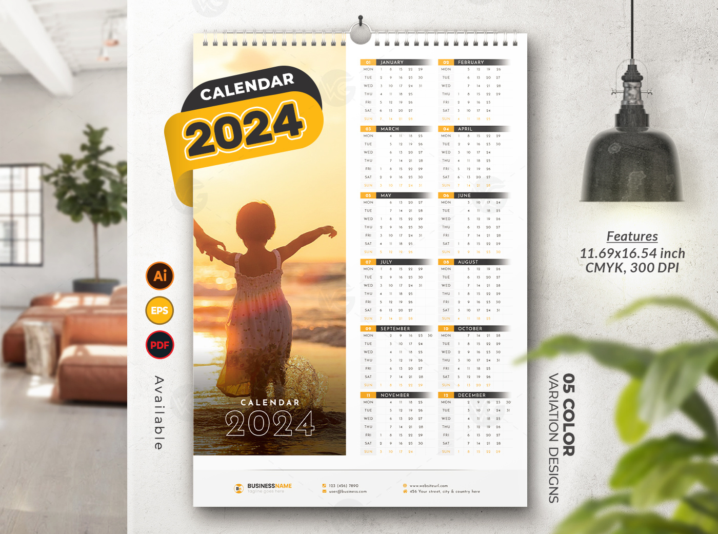 One Page Wall Calendar 2025 