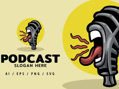 Microphone Podcast Logo Mascot Illustration branding dansdesign design icon illustration logo mascot microphone podcast ui youtube