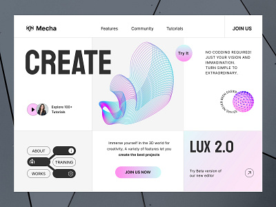 Mecha Creative App Landing page design branding header design hero section design home page design interface landing page landing page design logo minimal design mobile app design ui ui ux design uiux ux web web expert web interface web ui website website design