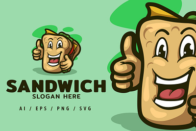 Sandwitch Food Logo Mascot Illustration branding cafe dansdesign design font food illustration logo restaurant sandwitch ui
