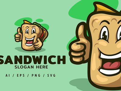 Sandwitch Food Logo Mascot Illustration branding cafe dansdesign design font food illustration logo restaurant sandwitch ui