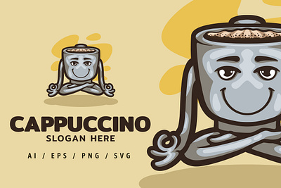 Cappucino Coffee Logo Mascot Illustration branding cafe cappuccino coffee design drink illustration logo mascot shop store ui