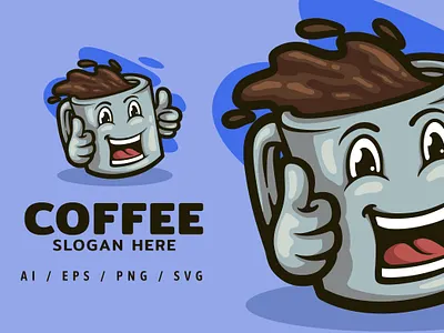 Coffee Logo Mascot Illustration branding coffe dansdesign design font illustration logo mascot shop typography ui