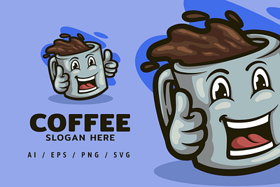 Coffee Logo Mascot Illustration branding coffe dansdesign design font illustration logo mascot shop typography ui