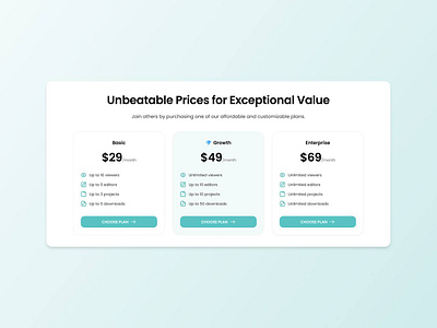 Pricing section branding product design ui ux web design