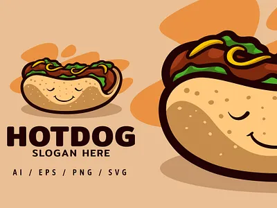 Hotdog Logo Mascot Illustration branding burger cafe design fast food hotdog illustration logo pizza shop store ui