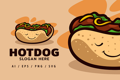 Hotdog Logo Mascot Illustration branding burger cafe design fast food hotdog illustration logo pizza shop store ui