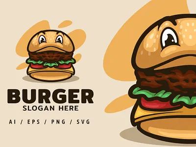 BUrger Food Logo Mascot Illustration animation branding burger cafe dansdesign font food graphic design illustration logo restaurant ui