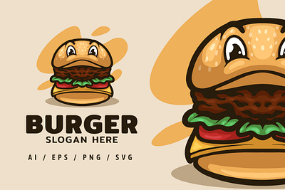 BUrger Food Logo Mascot Illustration animation branding burger cafe dansdesign font food graphic design illustration logo restaurant ui
