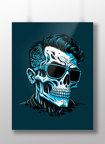 Skull Head adobe illustrator artwork design digital art drawing gothic horror illustration portrait skeleton skull skull head t shirt design