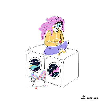 Space laundry illustration vector