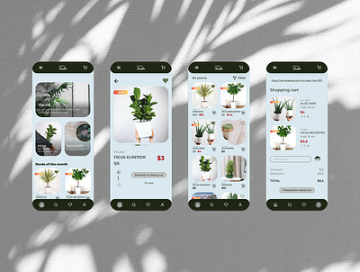 Plant shop mobile app branding graphic design ui ux web web design