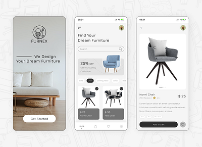 Furniture App Design📱 app appdesign design dribble dribbleshots furniture ui uidesigner