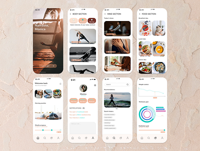 Yoga mobile App branding graphic design ui