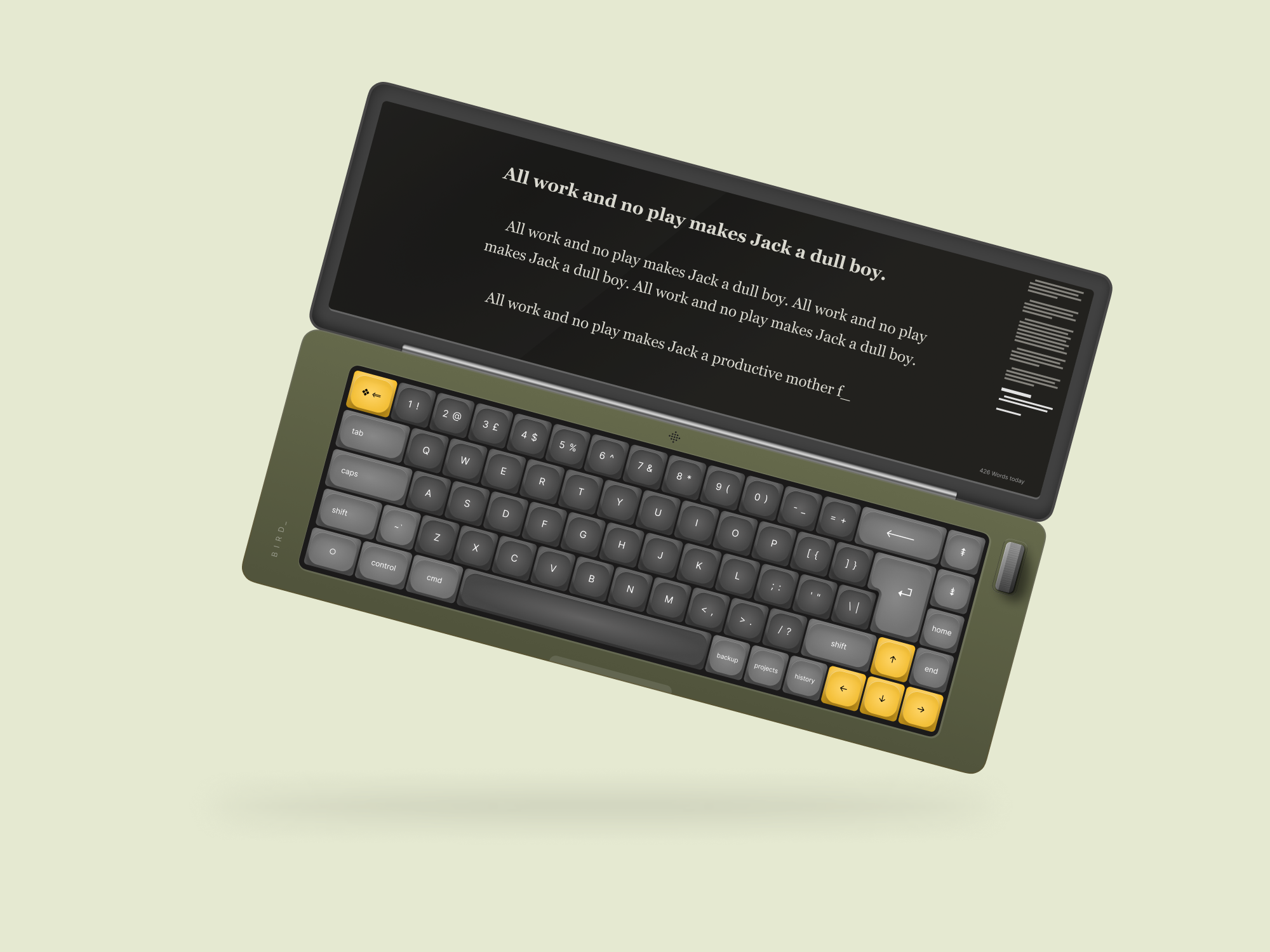 Bird_ 2d concept eink keyboard writing