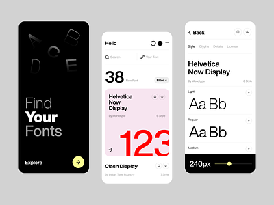 UI Exploration: Fonts App app app design font mobile