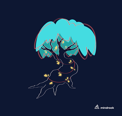 Firefly tree illustration vector
