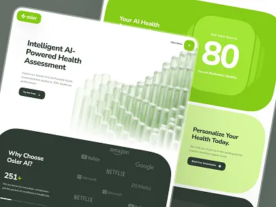 osler: AI Telehealth & Telemedicine Website | Assessment Page UI 3d abstract data ai health assessment clean green health assessment health data healthcare healthcare ai healthcare landing page landing page minimal telehealth telehealth ai telehealth landing page telehealth ui telehealth website telemedicine virtual care web design