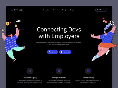 SAAS - Landing Page bootstrap branding dark mode dark theme design home page illustration landing page logo saas ui uiux ux wordpress