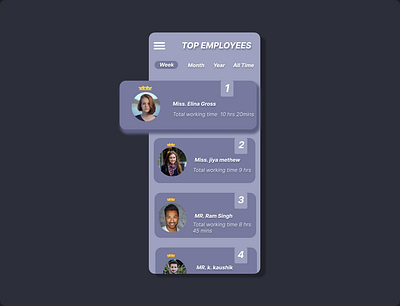 Leaderboard 100dayschallenge dailyui design leadersboard popupscreen topemployees ui