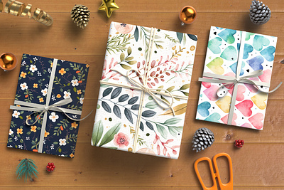 Pattern Paper Mockup for Branding gift packaging branding mockup
