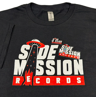 Side Mission Records UFO T-Shirt, Sticker and pin 🛸✨ creative design diy flying saucer pin record label ufo