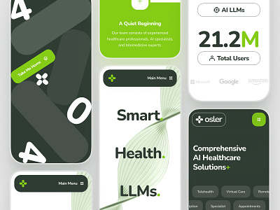 osler: AI Telehealth & Telemedicine Website | Mobile UIUX 3d 404 clean dna doctor appointment green health healthcare healthcare ai landing page minimal mobile soft telehealth telehealth ai telehealth website timeline ui virtual care web design