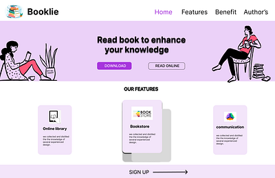 LANDING PAGE OF A BOOK APP bookapp books landingpage onlinestore ui websidtedesign website