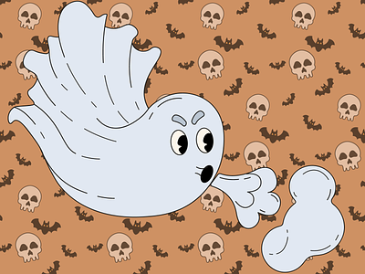 The third Halloween ghost 80s art background character collection design designer ghost graphic design groovy halloween holiday illustration logo mascot pettern retro set sticker vector