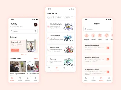 Simple Meditation Mobile App app clean design design health health app mediation app meditation mobile app simple design ui ui design ui mobile ux ux design ux mobile app