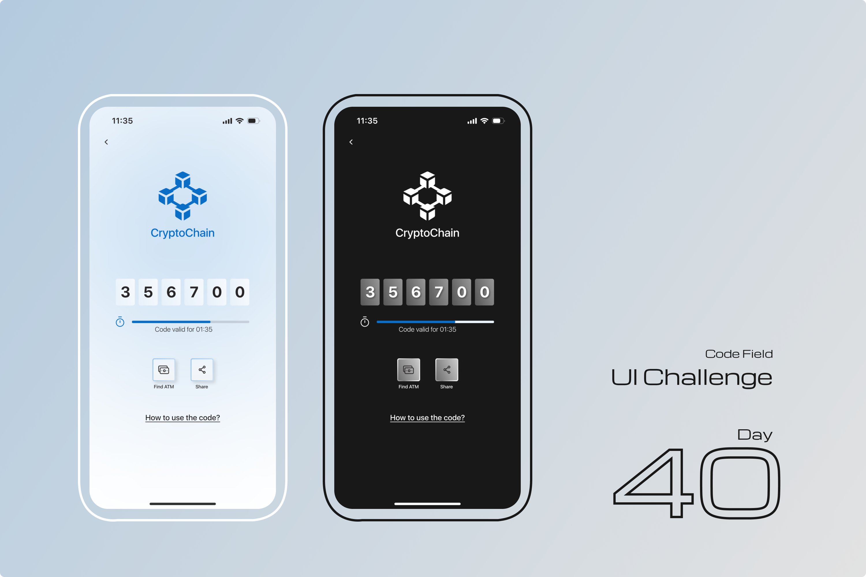 Code field app design application bitcoin blockchain crypto crypto app design digital digital token dogecoin etherium figma fintech glassmorphism interface mobile mobile app ui ui challenge ui design