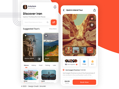 Travel App UI Design app appdesign apple application design ios iran kish orange persian reserv tour travel ui uikit