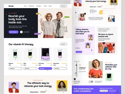 Vitamin Therapy Website Design beauty therapy design designer energy health homepage hydration ivtherapy landing page landingpage ui vitamin drip vitamin therapy web design web site webdesign webpage website website design wellness