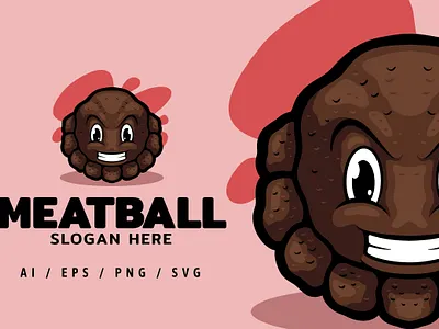 Meatball Food Shop Logo Mascot Illustration branding design illustration logo mascot meatball promo shop store ui