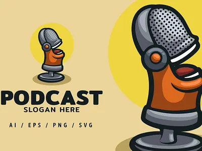 Microphone Podcast Logo Mascot Illustration apparel branding dansdesign design font graffiti illustration logo mascot podcast shop store youtube