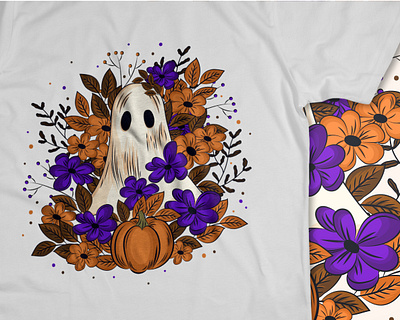 Halloween T-shirt Design - Illustration design floral floral design flowers ghost halloween halloween design halloween illustration hand drawn illustration shirt design t shirt t shirt design vector