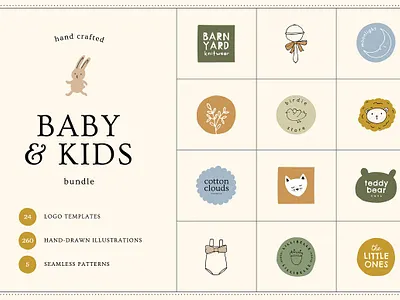 BABY & KIDS Logos Doodles Patterns baby logo baby logo template children logo cute logo daycare logo kids cafe logo kids logo kidswear logo newborn logo newborn logo template