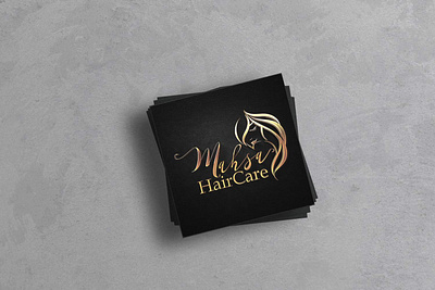 Hair care salon business card design beauty salon black black card business card card visit golden golden logo hair haircare illustrator logo photoshop salon