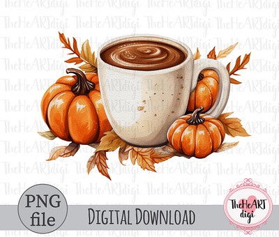 Autumn Coffee with Pumpkins Sublimation PNG, Fall Coffee PNG autumn coffeegirl coffeet shirt fall fall coffee fallwatercolor graphic design illustration latte pumpkingirl pumpkinspice starbuckcoffee sublimation sublimation png t shirt t shirt design watercolor watercolorautumn watercolorcoffee