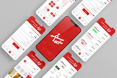 Asia travel application bus figma mockup red reserved travel