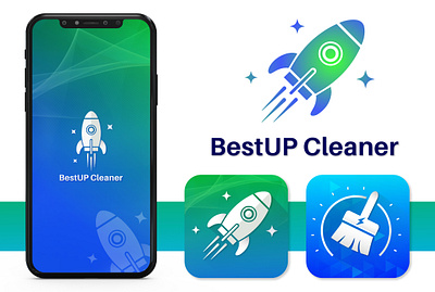"BestUP Cleaner" App Logo and Icons app icon app logo gradient logo logo identity mobile splash screen modern logo