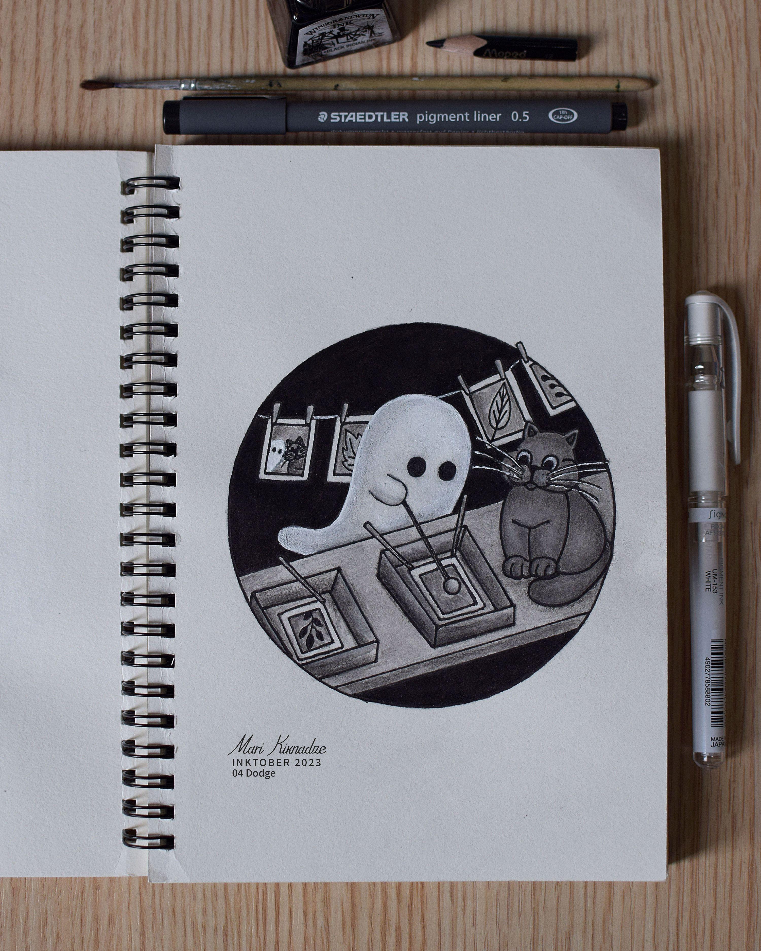 Inktober 2023 art cat concept art cute characters ghost illustration ink ink art ink drawing ink painting inktober inktober 2023